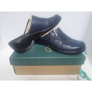 NIB Clark’s Prairie Aster Clog Shoes Womens 7.5 Navy #35208
